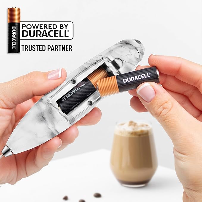 Zulay Kitchen Whisk Milk Frother with 4 Duracell Batteries - Powerful Handheld Foam Maker for Coffee, Lattes, Matcha, Hot Chocolate & Cappuccinos - Whip Creamy Froth in Seconds