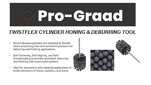 TwistFlex 1" 240SC Cylinder Hone | 1" Flexible Cylinder Honing & Deburring Tool Bore Brush for Hole Diameters 0.93" - 1.02" | Silicon Carbide 240 Grit | 1/4" Shank | 8.25" Length | Pack of 1