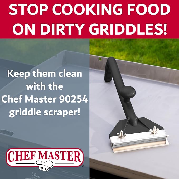 Chef Master Stainless Steel Replacement Blade Griddle Scraper, 5 1/2" Wide x 1.2mm Thick Stainless Steel Reversible Blade, Fits Most Scrapers, Double Beveled Edge for Chrome Griddle by FryOilSaver Co.