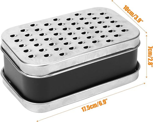 2 In 1 Cheese Grater with Container and Lid Metal Handheld with Storage Box Stainless Steel – Citrus Lemon Zester, Fruit Vegetable Onion Choppers, Airtight Includes Hand Peelers, Grinder, Shredder