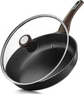 SENSARTE Nonstick Frying Pan Skillet with Lid 9.5Inch Non Stick Omelette Pans, Healthy Kitchen Cooking Chef's Pan with Cover, Free of Intentionally Added PFOA/PFOS, Induction Compatible, Black