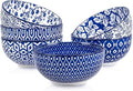 Selamica Ceramic Cereal Bowls Set of 6, 24 Oz Deep Soup Bowls for Kitchen, 5.9 Inch Porcelain Dessert Bowls for Salad, Pasta, Oatmeal, Ramen, Microwave Dishwasher Safe, Set of 6, Vintage Blue