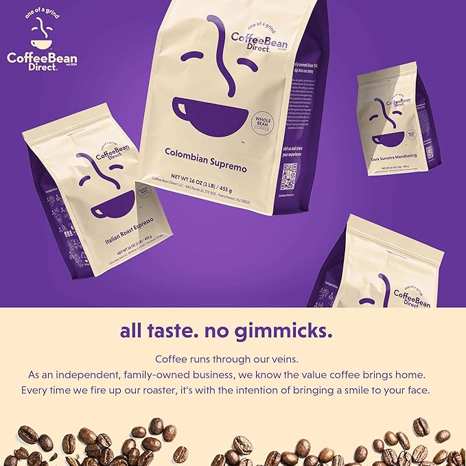 Coffee Bean Direct Organic Fair Trade Espresso, Whole Bean Coffee, Dark Roast, 2.5 Pound Bag (Pack of 1)