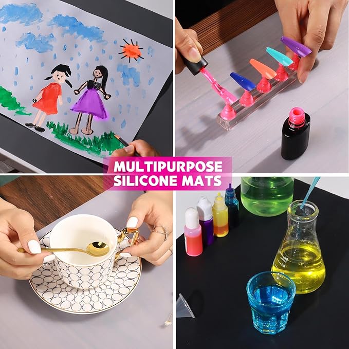 LEOBRO Silicone Mats, 3 PCS 15.7” x 11.7" Silicone Mat for Crafts, Resin Molds, Play Dough Mat, Silicone Sheets for Epoxy Resin, Clay, Crafts