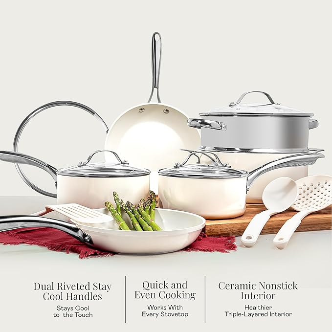 GOTHAM STEEL 10 Inch Non Stick Frying Pans Nonstick Skillet, Ceramic Pan for Cooking Non Toxic, Nonstick Frying Pan Skillets with Stay Cool Handle, Fry Pans, Oven and Dishwasher Safe