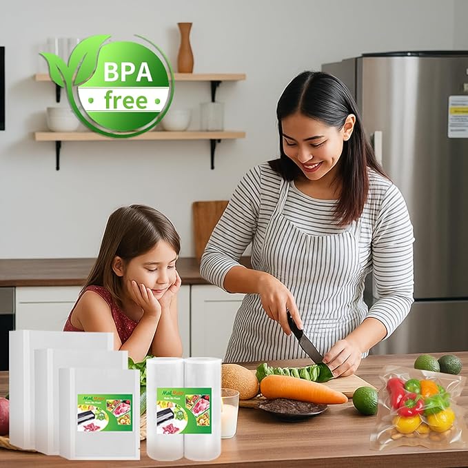 MakMeFre 400 Pint Size 6" x 10" Vacuum Sealer Bags with BPA Free and Heavy Duty,Great for Food Storage Vaccume Sealer PreCut Bag
