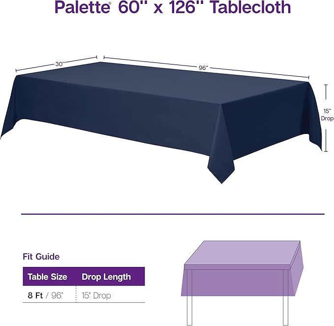 Gee Di Moda Rectangle Tablecloth - 60 x 126 Inch Hunter Green Table Cloth for 8 Foot Rectangle Table - Heavy Duty Washable Fabric - for 8 Ft Buffet Table, Holiday Party, Dinner, Wedding & Baby Shower