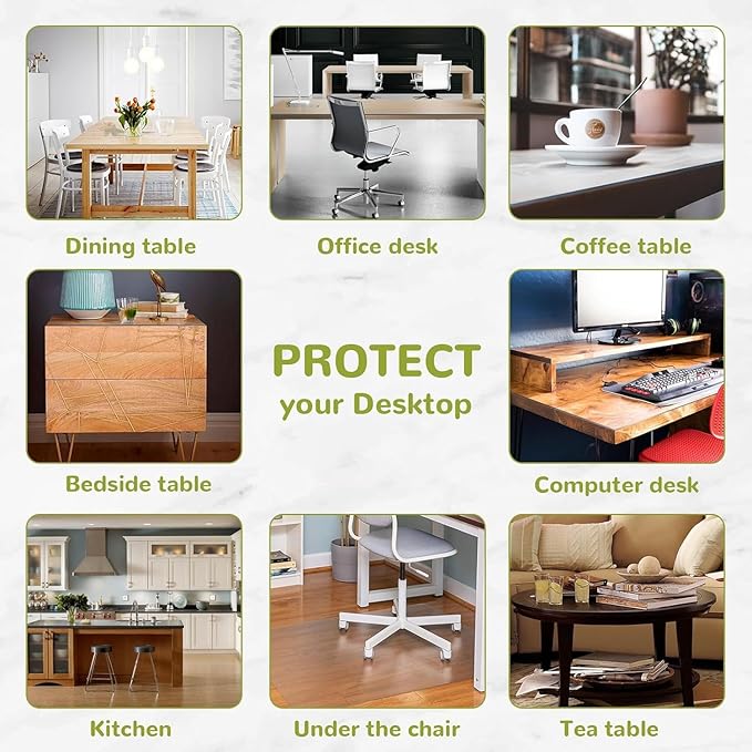 16 x 22 Inch Clear Table Cover Protector, Clear Desk Mat, Table Protector, 1.5mm Plastic Table Cover, Vinyl Table Protector, Desk Mats on Top