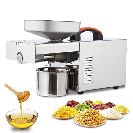 900W Oil Press Machine, Automatic Cold& Hot Electric Oil Press Extractor, 340 Food Stainless Steel,Ideal for Pressing Peanut, Sesame Seeds, Walnut, Almond, Pumpkin, Rapeseed