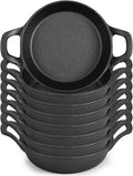 Mini Cast Iron Skillets 6.3 x 6.3 x 1.5 Inch Cast Iron Pan Small Ramekin Set Black Casserole Dish Cookware Oven Safe Mini Skillets for Kitchen Indoor Outdoor Picnic (8 Pack)