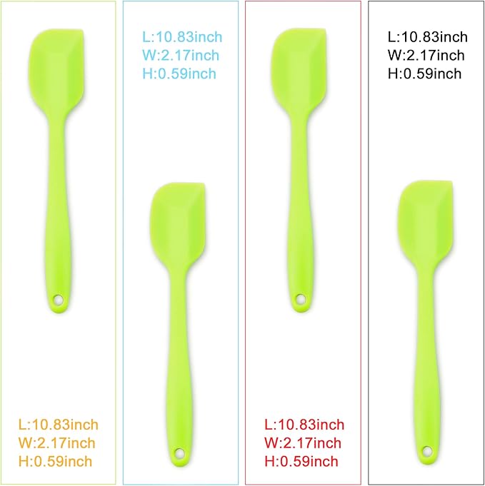 Silicone Spatula 4-piece Set, Heat-Resistant Non-stick Rubber Spatulas with Stainless Steel Core, Green