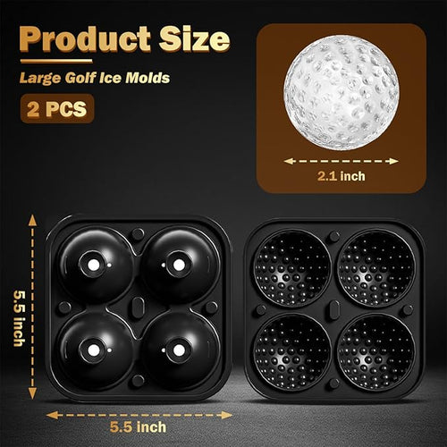 2 Pack Golf Ball Ice Cube Mold 2.1 Inch Large Silicone Golf Ball Ice Cube Molds Fun Shapes Craft Sphere Ice Molds Christmas Gifts for Men and Women Cocktails, Bourbon, Brandy, Whiskey(2, Golf Ball)