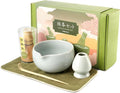 Matcha Whisk Set – Ceramic Matcha Set with Matcha Bowl, Matcha Whisk & Holder, Bamboo Scoop, Tea Towel – 5-Piece Japanese Matcha Kit for Matcha Lovers, Beginners & Gifting (Gray, 17oz)