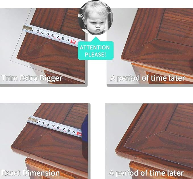 NECAUX Custom Clear Desk Cover Protector, 16 x 35.5 Inch, 1.5mm Thick Plastic Pad, Vinyl Table Cover for Computer and Writing Desk