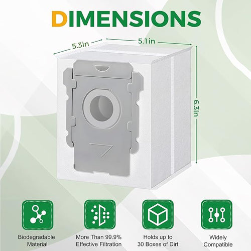 18 Pack Roomba Vacuum Bags for i7, i7+, i7Plus, i8, i8+, i3, i3+, i4, i4+, i6, i6+, s9, s9+, s9Plus, i and s Series Clean Base Automatic Dirt Disposal Bags