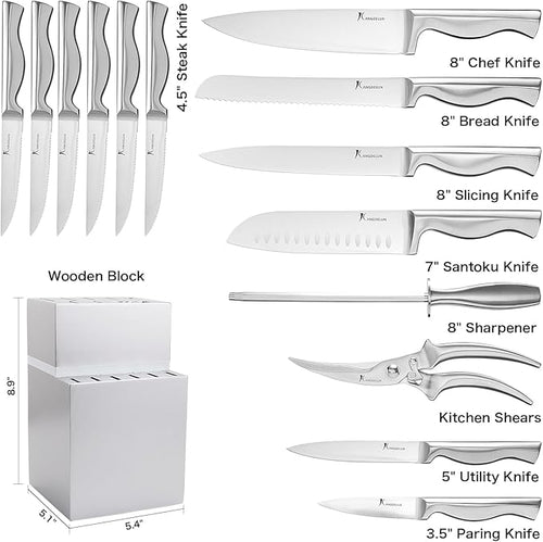 15-Piece Ultra Sharp Kitchen Knife Set with Wooden Block