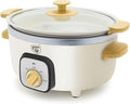 GreenLife 3.5QT Slow Cooker, Non-Toxic PFAS-Free Ceramic Nonstick Removable Interior Bowl, Programmable, Keep Warm, Stovetop & Oven Safe, Dishwasher Safe Parts, Glass Lid, Cream