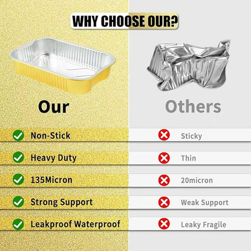 15 Pack 13"×9"×2.4" Gold Aluminum Foil Pans with Lids Heavy Duty, 9x13 Foil Food Containers with Lids, Disposable Tin Foil Pans for Baking, Meal Prep, Freezer, Heating and Takeout