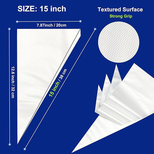 15 inch Pastry Piping Bags Disposable, AMBESTAR 200 Pcs Anti Burst Icing Bags for Frosting Decorating Cake Cupcake Cookie Decoration, Dessert Decorating & Pastry Bags, Practical Kitchen Tools