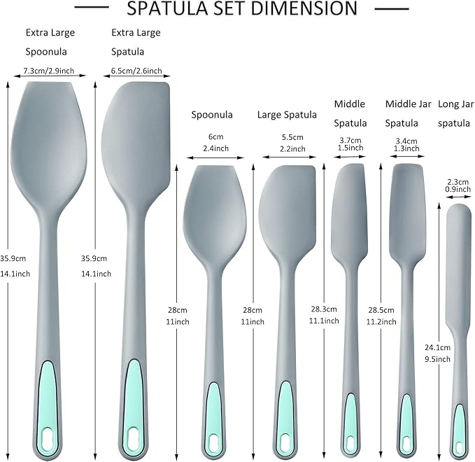 To encounter Silicone Spatula, 7 Pieces Seamless Spatula Set, Nonstick Turner Spatulas for Baking, Cooking & Mixing, Dishwasher Safe