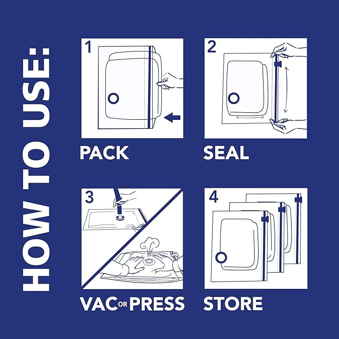 Hefty Shrink-Pak - 3 Extra Large Vacuum Storage Bags for Clothes, Pillows, Towels, or Blankets - Space Saver Vacuum Sealer Bags Ideal Under Bed Storage Solutions