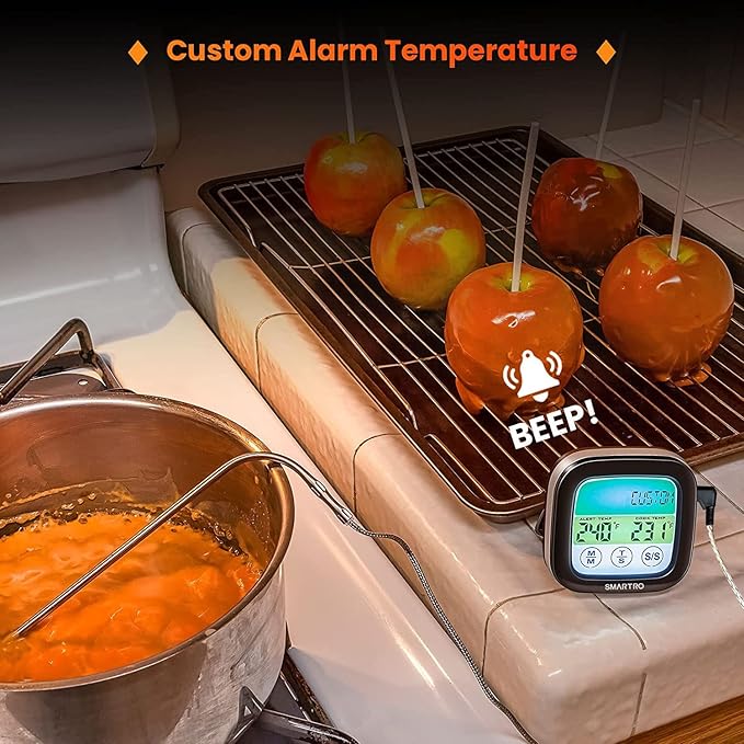 SMARTRO ST59 Digital Meat Thermometer for Oven BBQ Grill Kitchen Food Cooking with 1 Probe and Timer, LCD