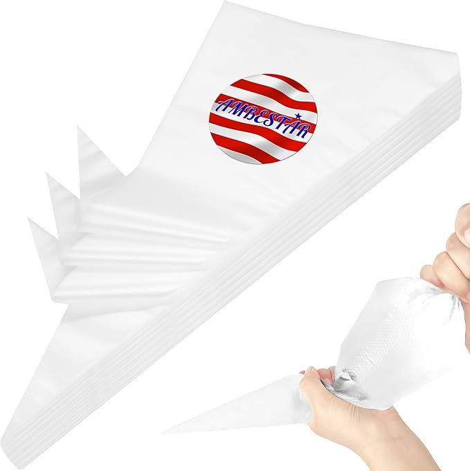 15 inch Pastry Piping Bags Disposable, AMBESTAR 200 Pcs Anti Burst Icing Bags for Frosting Decorating Cake Cupcake Cookie Decoration, Dessert Decorating & Pastry Bags, Practical Kitchen Tools