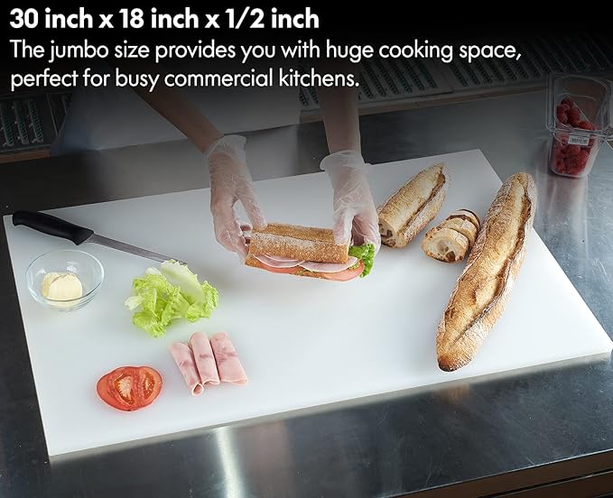 CURTA Cutting Boards for Kitchen, 30" x 18" x 0.5" Green Color Coded Plastic Commercial Chopping Board with Anti Slip Surface Dishwasher Safe