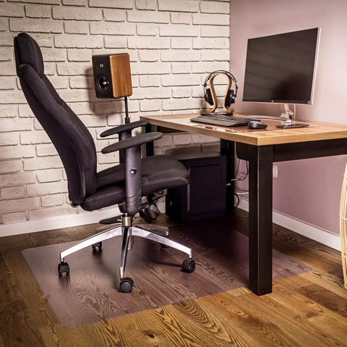 NECAUX Custom 54 x 100 Inch Frosted Table Cover Protector, 1.5mm Thick Wood Grain Transparent Table Pad Non-Slip Tablecloth Plastic Protective Pad for Dining Room Table Conference Table Meeting Table