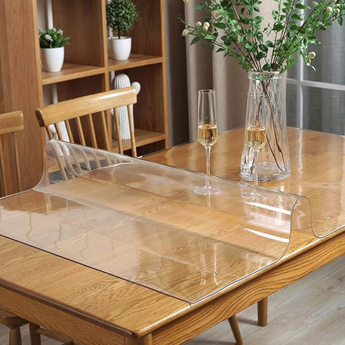 14x16 Clear Plastic PVC Wood Desk Protector Pad Rectangle Thick Clear Plastic Vinyl Tablecloth Furniture Protective Desktop Liner Cover Waterproof Computer Tabletop Protection Desk Blotter Mat Pad