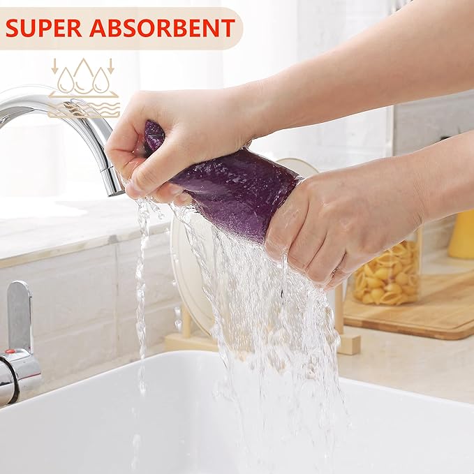 Homaxy 100% Cotton Waffle Weave Kitchen Dish Towels, Ultra Soft Absorbent Quick Drying Cleaning Towel, 13 x 28 Inches, 8-Pack, Purple