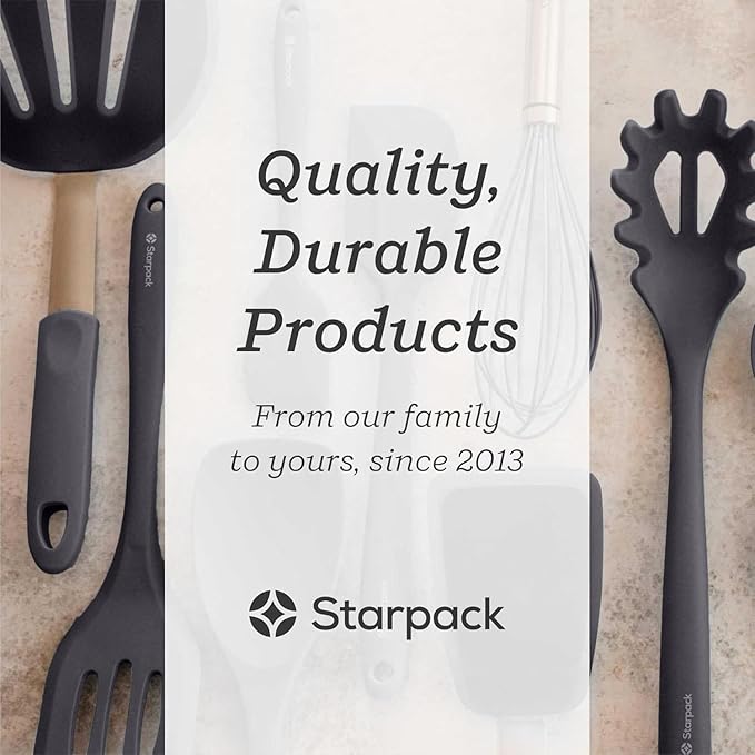 StarPack Premium Flexible Silicone Turner Spatula - High Heat Resistant to 600°F, Hygienic One Piece Design, Non Stick Rubber Kitchen Utensil for Fish, Eggs, Pancakes, Cookies & more (Stormy Grey)