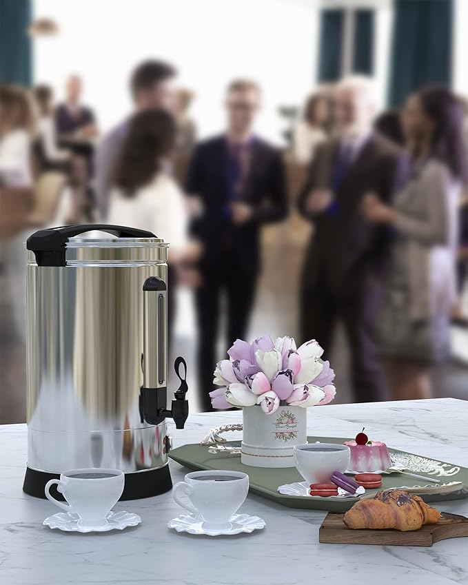 Garvee 120 Cup Fast Brew Commercial Coffee Urn, Food Grade Stainless Steel Large Capacity Coffee Maker Perfect for Church, Meeting rooms, Lounges, and Other Large Gatherings-18 L