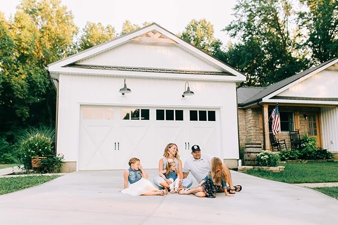 Steel Lighting Co. Gardena Barn Light | Outdoor Wall Mounted | 16" Dome | 23" Gooseneck | Farmhouse Light Made in America | Navy Blue Exterior/Brass Interior
