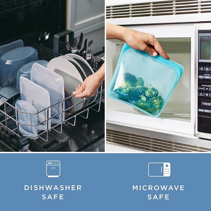 Stasher Premium Silicone Reusable Food Storage Bags, 2-Pack, Multi, Multi-Use Food Storage Bags, Lunch Bag, Travel Containers, BPA Free, Leak-free, Dishwasher-Safe, Eco-friendly