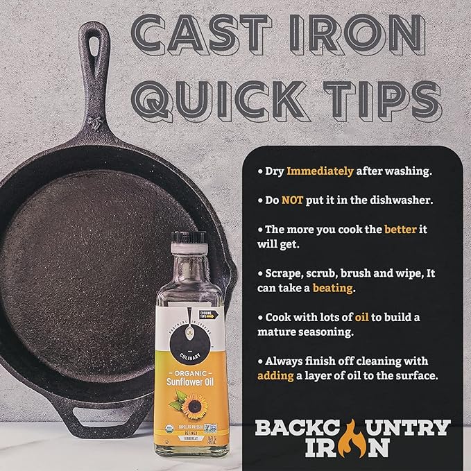 Backcountry Iron 6-1/2 Inch Round Small Pre-Seasoned Cast Iron Skillet
