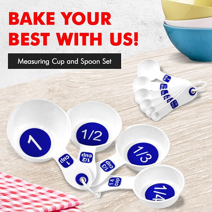 Chef Craft Easy to Read Plastic Measuring Cup Set, 10 Piece, white