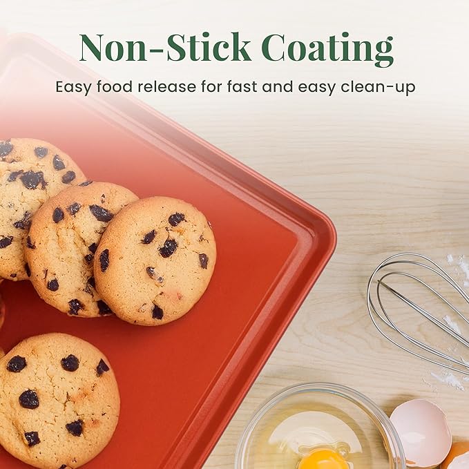 Larder & Vine 8-Piece Bakeware Set | Non-Stick Baking Set with Ceramic Finish | PFAS, PFOA, PTFE, and BPA Free Baking Essentials | Baking Sheets, Muffin Tins and Assorted Baking Pans | Cabernet