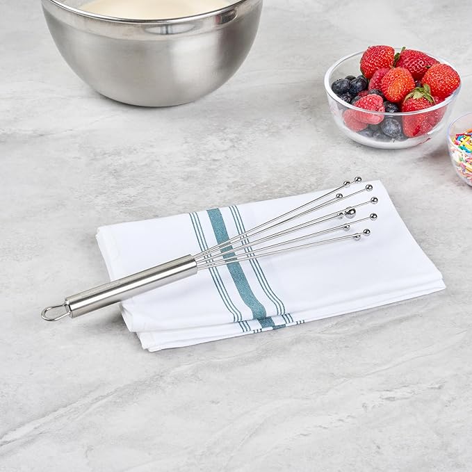 Restaurantware-German Standard 10.6 Inch Ball Whisks, 24 Dishwashable Kitchen Whisks - Ergonomic Handle, Durable, Stainless Steel Manual Egg Beater, Suitable For Whisking, Stirring, Mixing, Beating