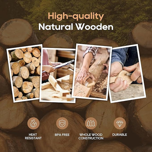 13 Pcs Wooden Cooking Utensil Set with Gift Box – Natural Wooden Spoons for Cooking & Serving, Nonstick Friendly, Perfect Housewarming & Holiday Gift