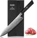 Huusk Damascus Chef Knife 8 Inch, 67-Layers Damascus Kitchen Knives with Ergonomic Wood Handle, Ultra Sharp Japanese Knife, Professional Cooking Knives for Home Kitchen Gift Idea