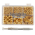 Kasvan Gold Mix Sugar Sprinkles - Edible Candy Pearls with 4-Claw Sprinkle Pen,118g/4.16 Oz, Gift Box Pack, Baking Cake Decorations, Ice Cream Toppings and Cookie Decorating, Wedding Party Chirstmas Supplies