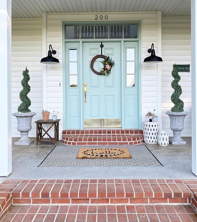 Steel Lighting Co. Gardena Barn Light | Outdoor Wall Mounted | 16" Dome | 11" Straight Arm | Farmhouse Light Made in America | Black Exterior/White Interior