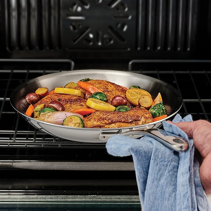 Tramontina Boston Tri-Ply Clad Stainless Steel 10-Inch Frying Pan, Induction-Ready Skillet, Dishwasher-Safe, NSF-Certified