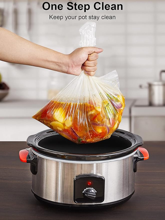SMARTAKE Slow Cooker Liners, Large Size 13"x 21" Disposable Cooking Bags, Fit 3QT to 8QT for Slow Cooker, Cooking Trays, Suitable for Oval & Round Pots, 30 Liners