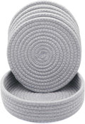 8 Inch Trivets for Hot Dishes, Hot Pots and Pans, Thick Heat Resistant Large Coaster for Kitchen, Hot Pads, Kitchen Essentials, Kitchen Decor for Table & Countertop with Storage Basket, 5 Pcs
