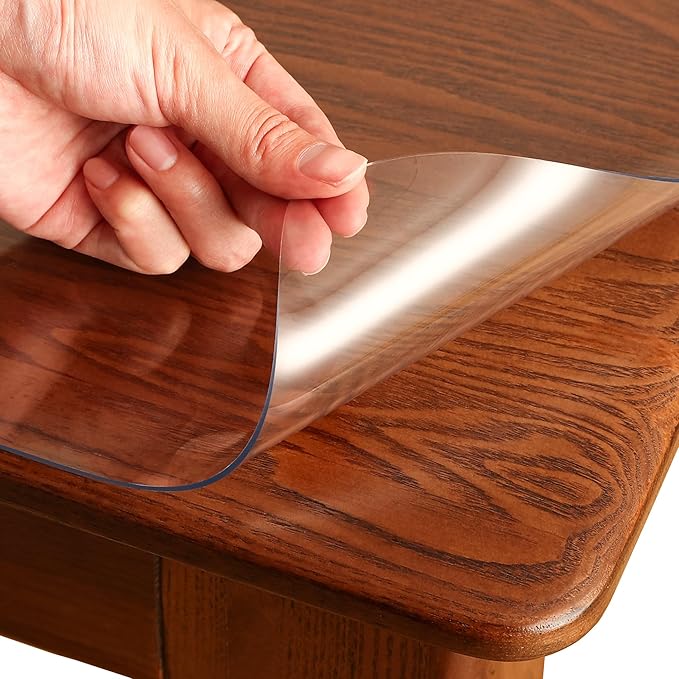 Clear Table Cover Protector Rectangle 36 x 54 Inch, 1.5mm Transparent Plastic Table Protector Waterproof, Anti-Scratch Clear Desk Mat for Office Desktop Dresser Dining Table, FDA Compliant