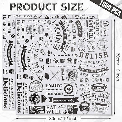 1800 Pcs 12 x 12 Inch Deli Wax Paper Sheets Grease Resistant Tray Basket Liners Newsprint Paper Water and Grease Proof Sandwich Wrapping Square Hot Dog Wrappers for Food Baking (White)