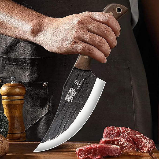 HOSHANHO 6 Inch Viking Knife, High Carbon Steel Japanese Kitchen Chef Knife, Hand Forged Butcher Knife for Meat Cutting, Multipurpose Cooking Knives for Home & Camping & BBQ