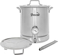 BREWSIE Stainless Steel Home Brew Kettle w/Dual Filtration. Equip with False Bottom Thermometer and Ball Valve for Brewing (8 Gal/ 32 QT)…